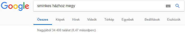 Google kereső találati lista sminkes házhoz megy