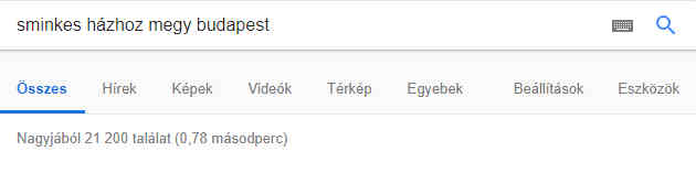 Google találati lista sminkes házhoz megy Budapest