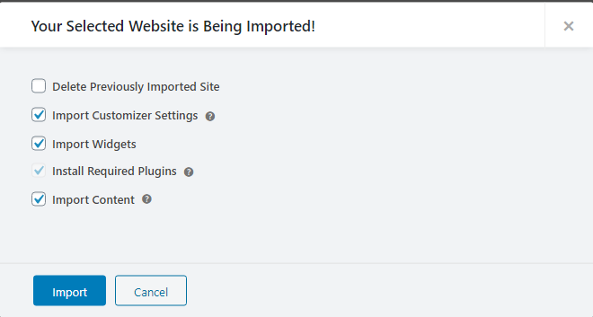 weboldal importálás