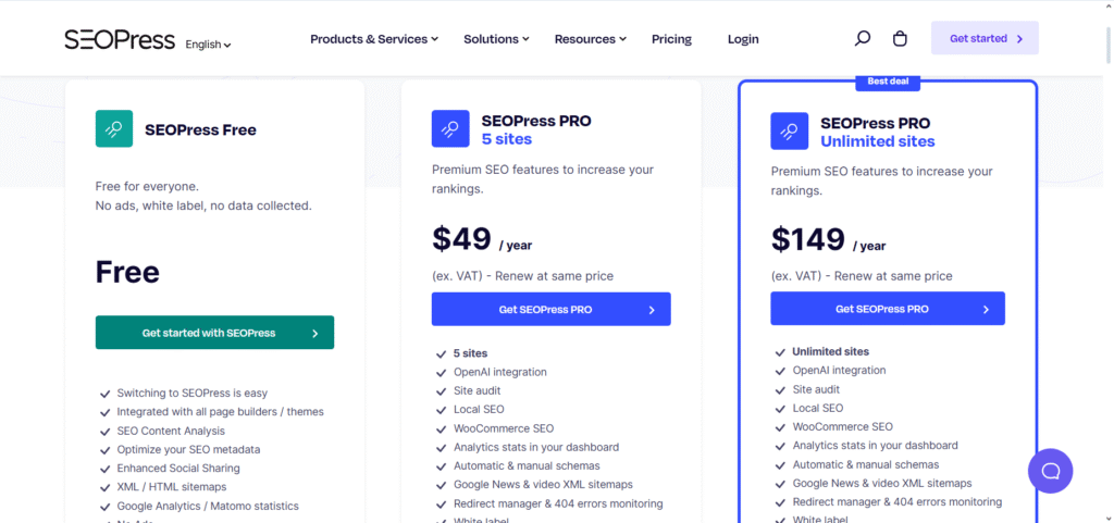 seopress wordpress seo bővítmény árak