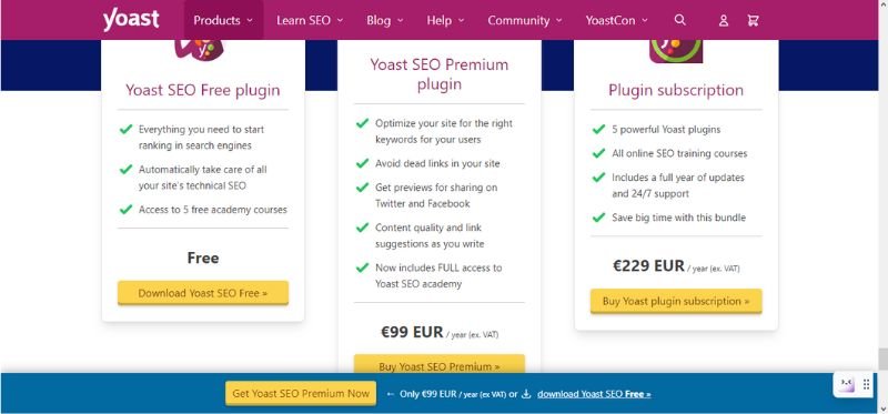 Yoast SEO árak